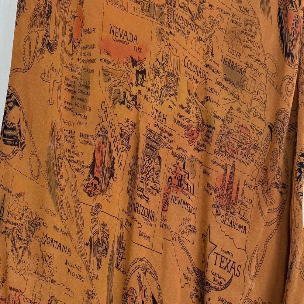Vintage Western Americana Novelty USA Map Print Slip Skirt Size Medium 90s - Picture 3 of 7